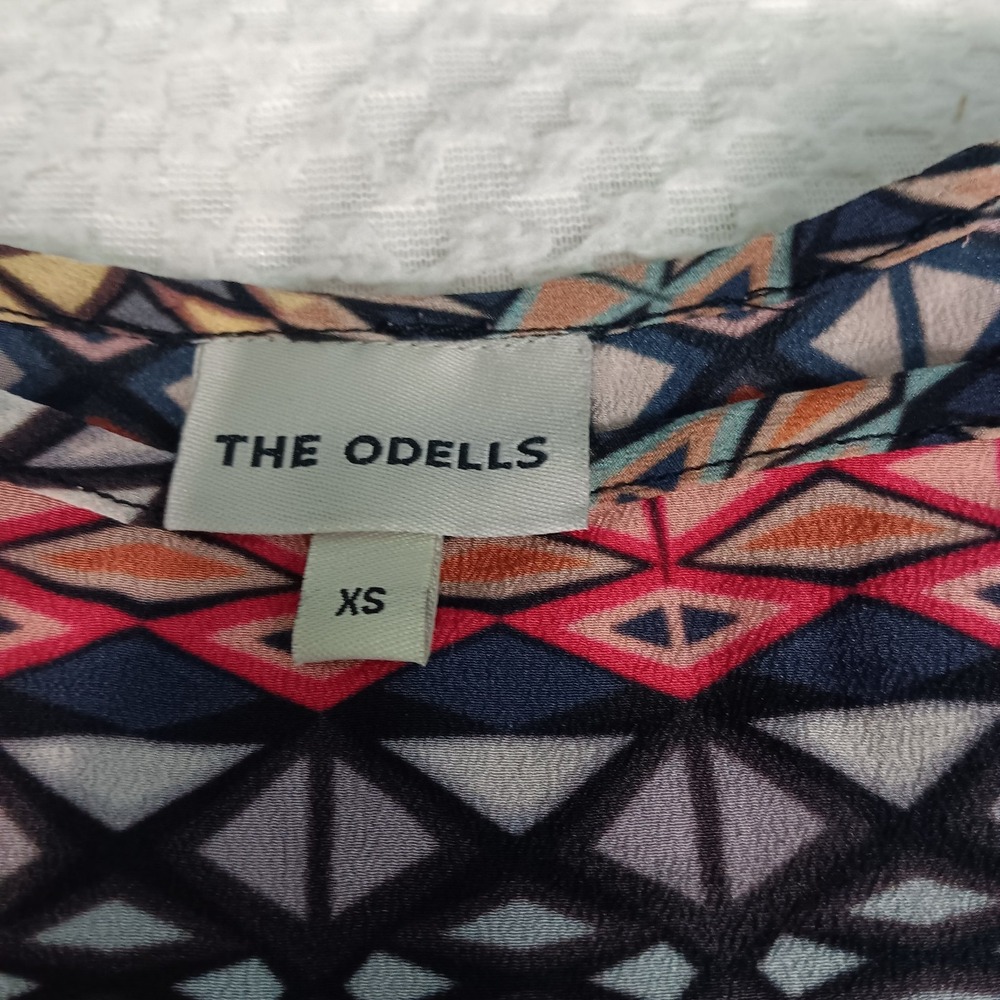 The Odells Womens Silk Geometric High Low Top Size XS‎ Artsy Boho Lightweight - Picture 3 of 9